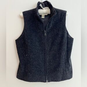 EDDIE BAUER Vintage Zip Front Lined Vest Alpaca Mohair Wool Blend Neutral Layer